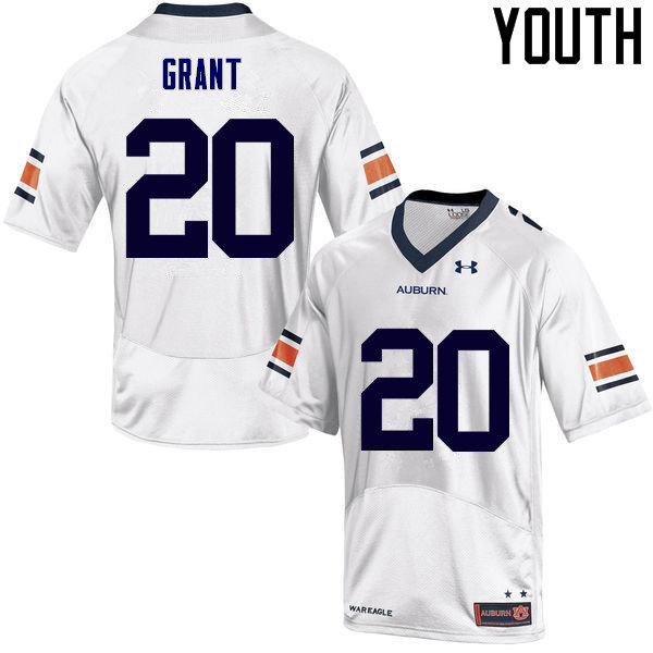 Auburn Tigers Youth Corey Grant #20 White Under Armour Stitched College NCAA Authentic Football Jersey XHO8374UO